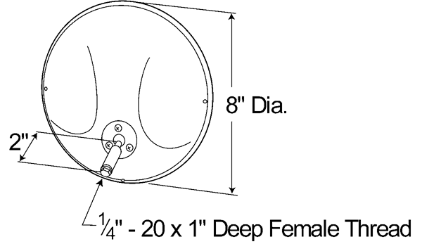 Grote Industries - 12172 – 8″ Round Convex Mirror With Offset Ball-Stud, Powder Coat, Black