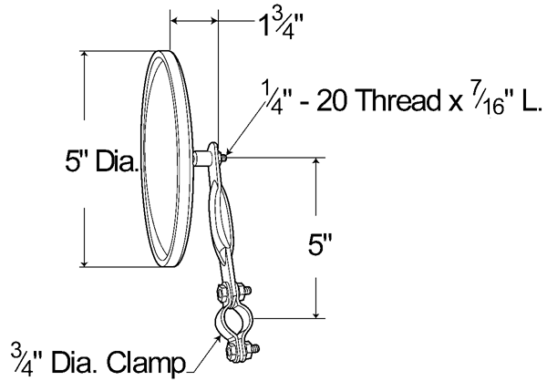 Grote Industries - 28033-5 – 5″ Round Clamp-On Spot Mirrors, Stainless Steel, w/ Arm Assembly, Retail Pack
