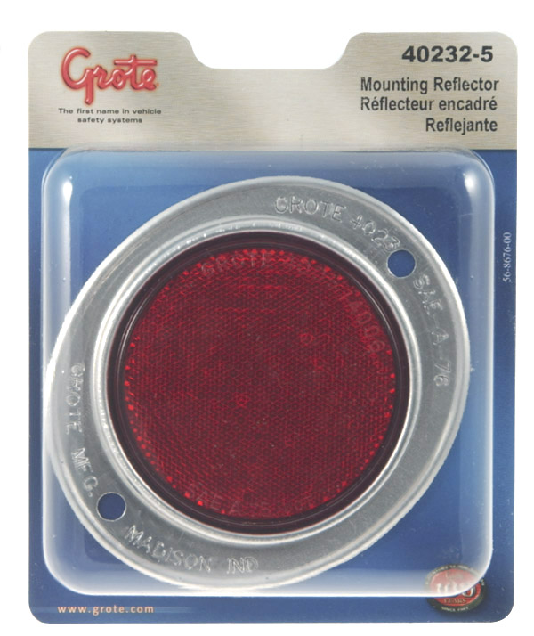 Grote Industries - 40232-5 – Aluminum Two-Hole Mounting Reflector, Red, Retail Pack