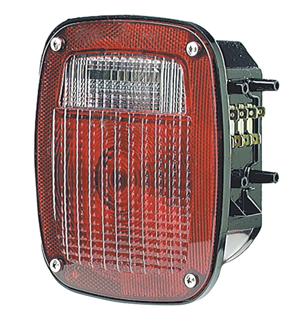 Grote Industries - 50942 – Torsion Mount™ Three-Stud Navistar® Volvo Stop/Tail/Turn Lamp, Red, RH w/ License Window