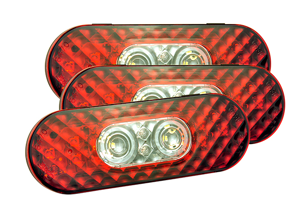 Grote Industries - 54672-3 – 6″ Oval LED Stop Tail Turn with Integrated Back-Up Lights, Male Pin Termination, Bulk Pack