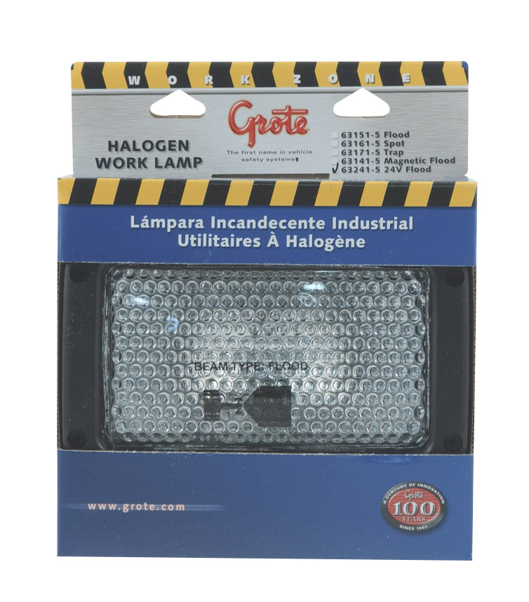 Grote Industries - 63241-5 – Rectangular Halogen Work Light, Flood, 24V, Retail Pack