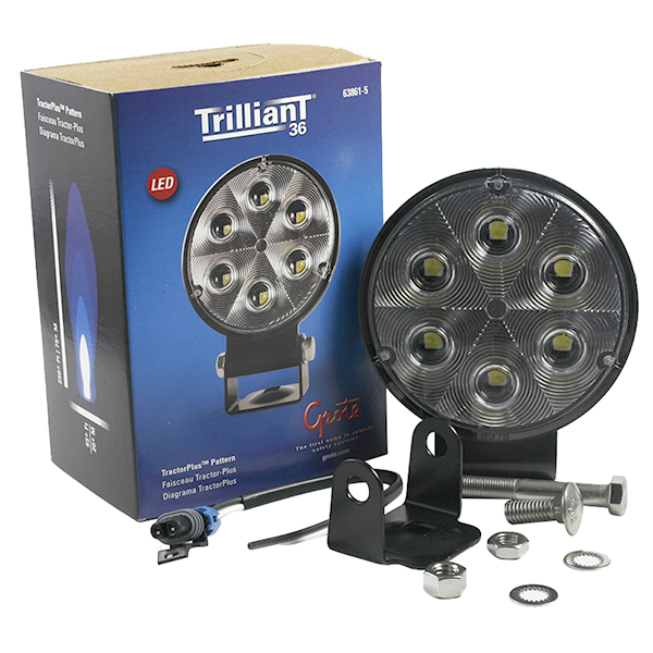 Grote Industries - 63861-5 – Trilliant® 36 LED Work Light, w/ Integrated Bracket & Pigtail, TractorPlus™ Pattern, Retail Pack