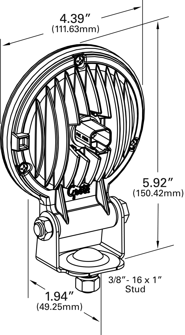 Grote Industries - 63H11 – Trilliant® 36 LED Work Light, TractorPlus™ Pattern, w/ Integrated Bracket, Deutsch Connector