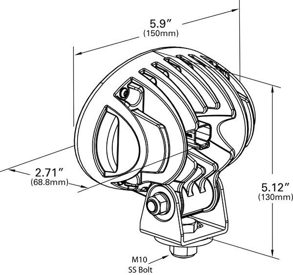 Grote Industries - 63J31 – Trilliant® Oval LED Work Light, Deutsch, High Output w/ Pigtail, 3000 Lumen, 36 Watts, Wide Flood