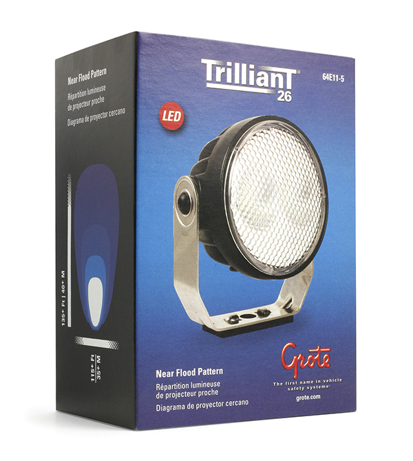 Grote Industries - 64e11-5 – Trilliant® 26 LED Work Light, Pinch Mount, 1800 Lumens, Near Flood, Retail Pack