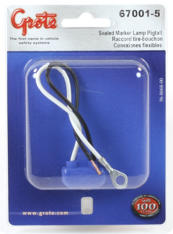 670015 Sealed Marker Light Pigtail, Ring Terminal Ground, Length 6