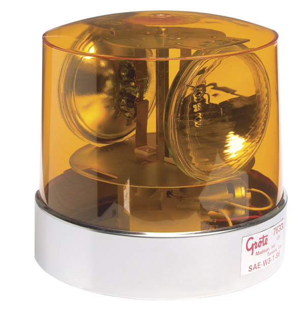 Grote Industries - 76333 – Two Sealed-Beam Roto-Beacon, Yellow w/ Polycarbonate Lens