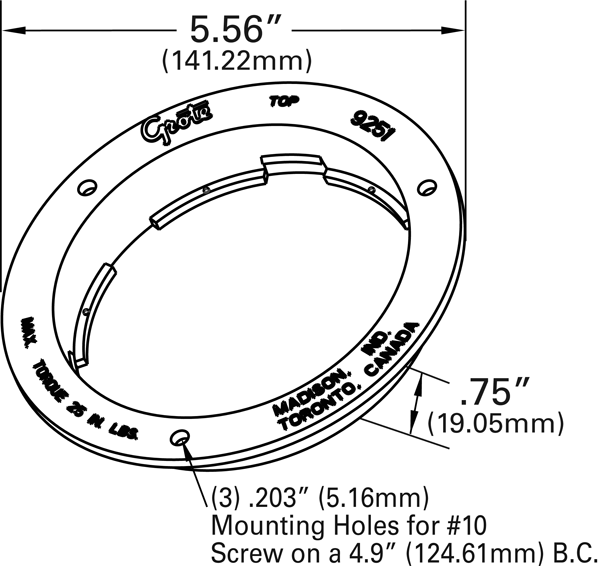 Grote Industries - 92510 – Theft-Resistant Flange For 4″ Round Lights, White