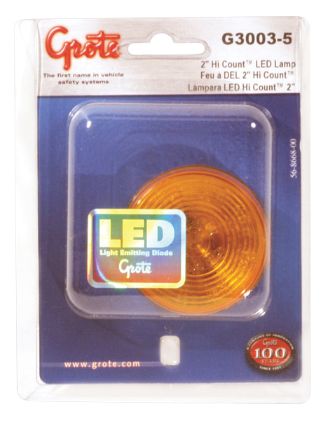 Grote Industries - G3003-5 – Hi Count® 2″ 9-Diode LED Clearance / Marker Lamp, Yellow, Retail Pack