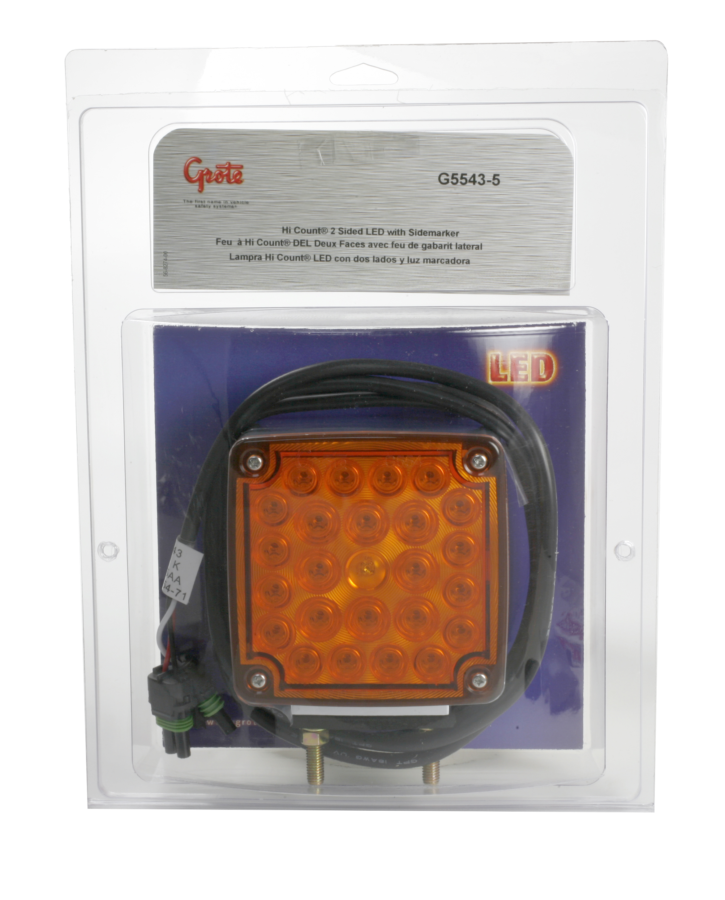 Grote Industries - G5543-5 – Hi Count® Double-Face LED Stop/Tail/Turn Lamp with Sidemarker, Yellow and Yellow, w/ Packard Connector