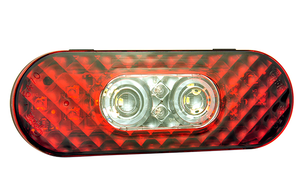 Grote Industries - 54702 – 6″ Oval LED Stop/Tail/Turn with Integrated Back-Up Light, Integrated Hard Shell