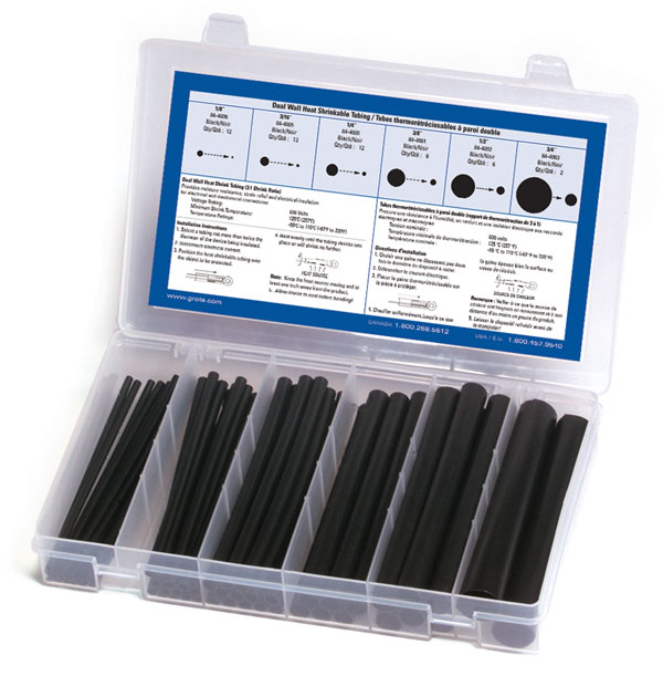 836535 Dual Wall, 41 Hot Melt Heat Shrink Tubing, Black Kit Grote