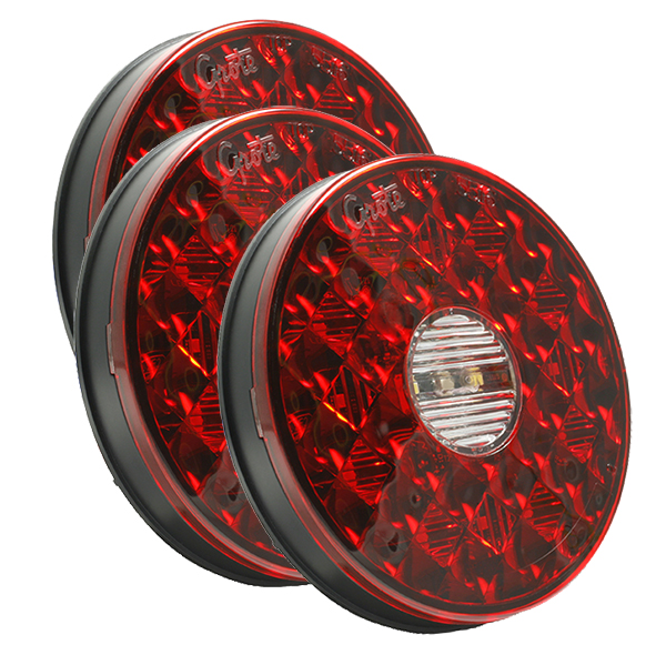 Grote Industries - 55162-3 – 4″ Round LED Stop/Tail/Turn Lights with Integrated Back-Up, Bulk Pack