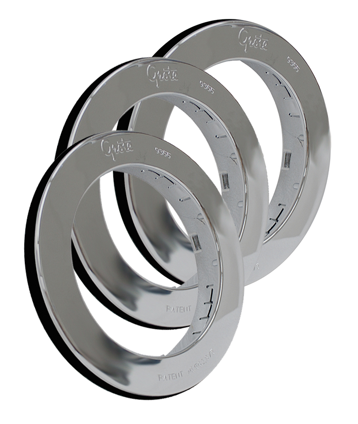 Grote Industries - 93553-3 – Snap-In Theft-Resistant Flange For 4″ Round LED Lights, Chrome Plated, Bulk Pack