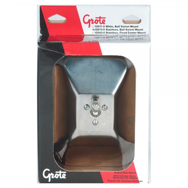 Grote 12072 Black Rolled-Rim Mirror with Ball Swivel 
