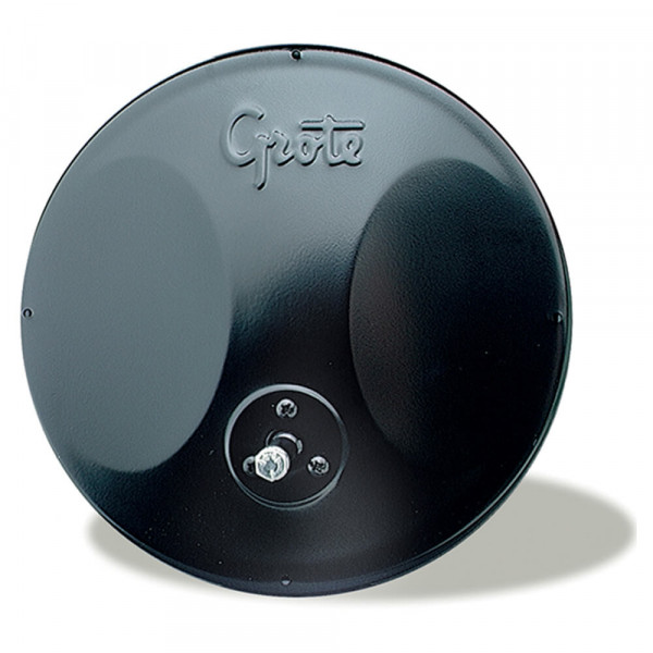 8" Round Convex Mirror with Offset Ball-Stud, Powder Coat, Black