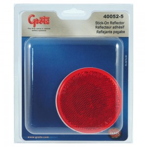 Round Stick-On Reflector, Red, Retail Pack