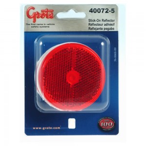 2 1/2" Round Stick-On Reflector, Red, Pair Pack