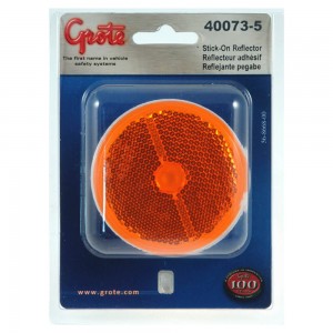 2 1/2" Round Stick-On Reflector, Amber, Pair Pack