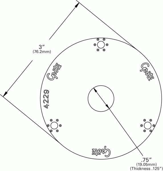 Grote product drawing - 3” round flange adapter