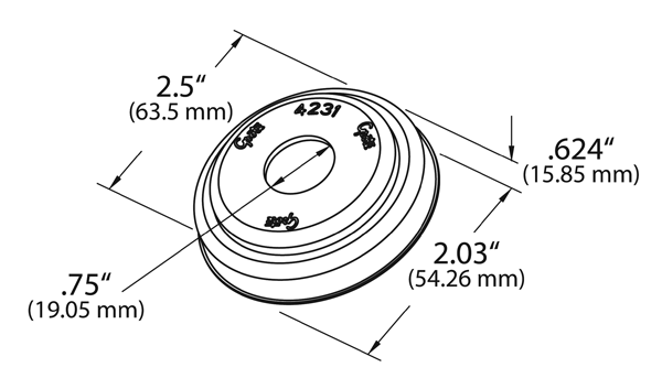 Grote product drawing - 2.5" Round Grommet Adapter