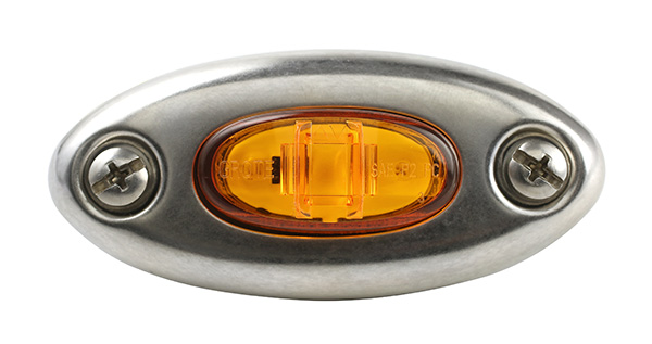 Stainless steel bezel with yellow clearance marker light