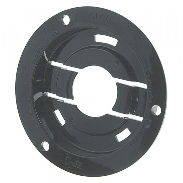 Theft-Resistant Mounting Flange & Pigtail Retention Cap For 2 1/2" Round Lights, Mounting Flange, Black