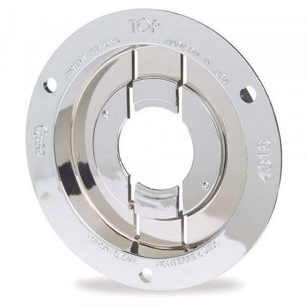 Theft-Resistant Mounting Flange & Pigtail Retention Cap For 2 1/2" Round Lights, Mounting Flange, Chrome
