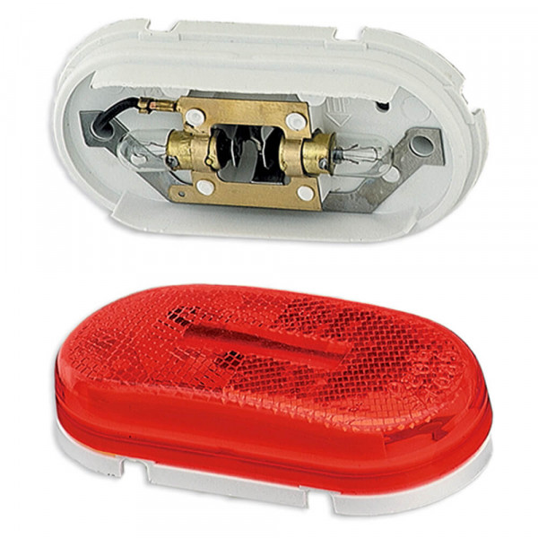 two bulb oval pigtail type clearance marker light reflector red