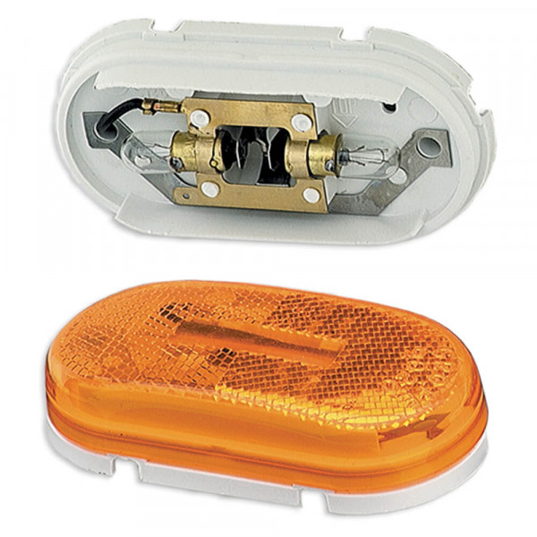 two bulb oval pigtail type clearance marker light reflector amber