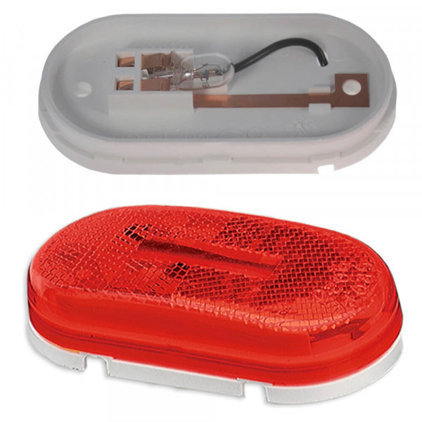 single bulb oval clearance marker light reflector red