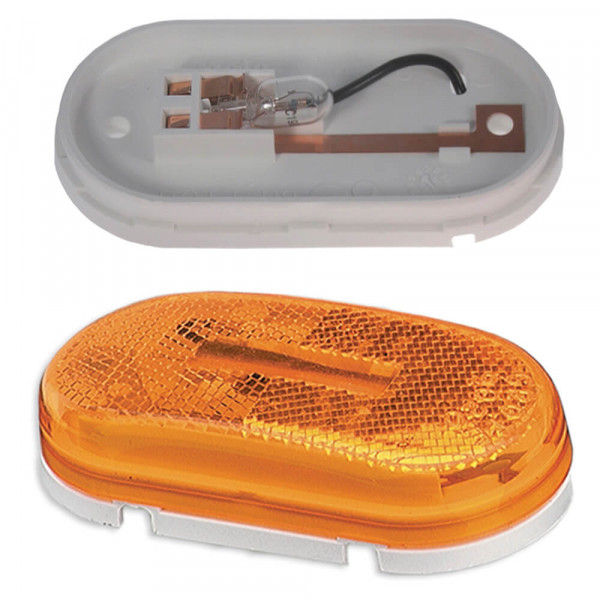 single bulb oval clearance marker light reflector amber