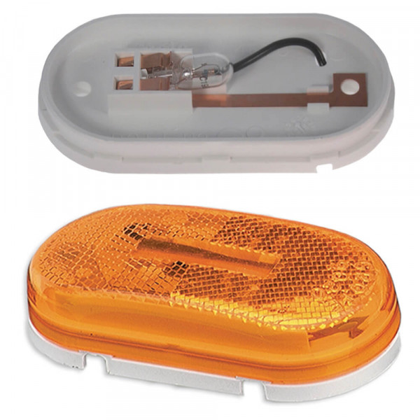 single bulb oval clearance marker light reflector yellow