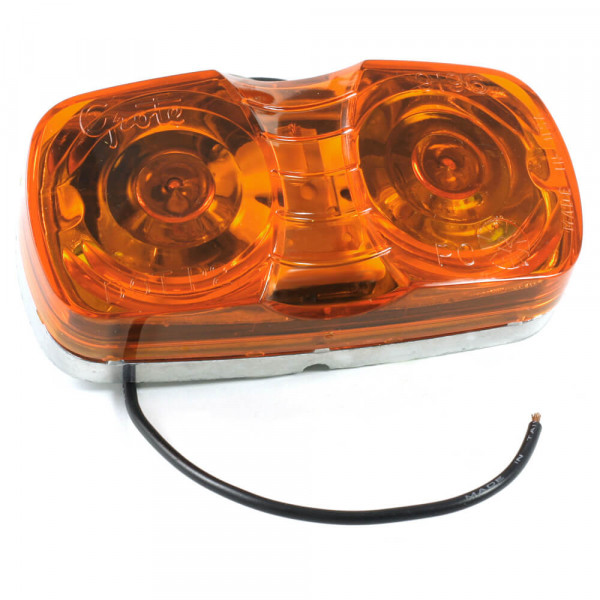 two bulb square corner clearance marker light yellow die cast