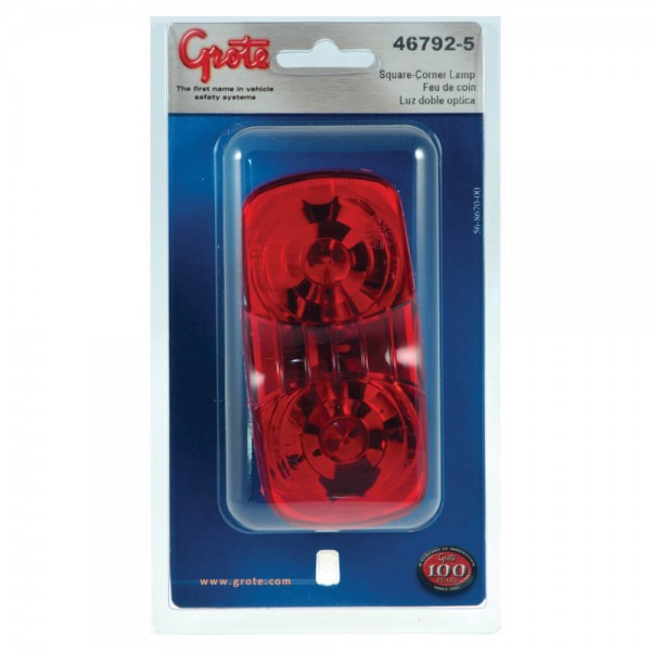 two bulb square corner clearance marker light retail red duramold
