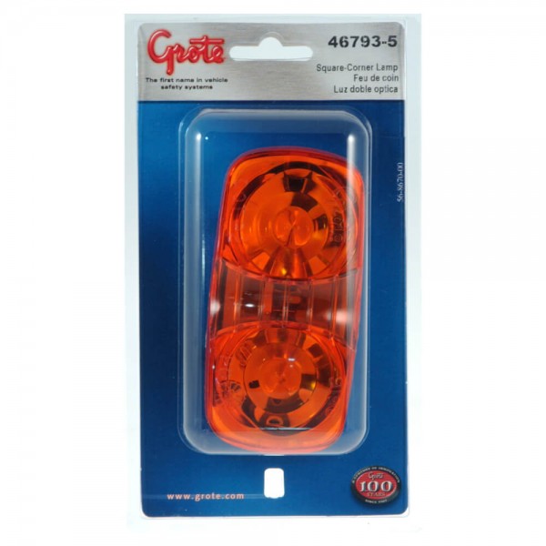 Grote 46793 Two-Bulb Square-Corner Clearance Marker Light Duramold 