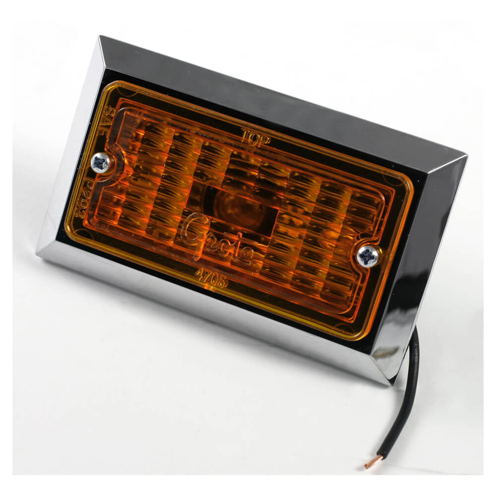 47053 Chrome Plated Rectangular Clearance Marker Lights, Yellow