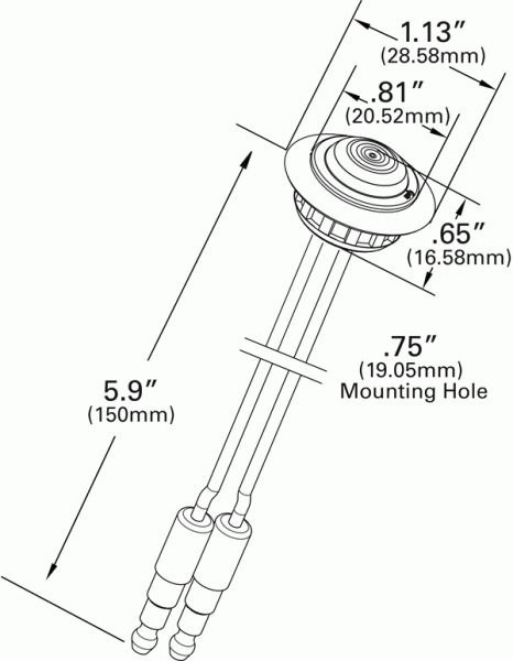 Grote product drawing - Multi-Volt MicroNova® Dot LED Clearance Marker Light with grommet