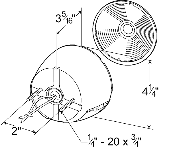 Grote product drawing - 4" Two-Stud Stop Tail Turn Light w/ license window