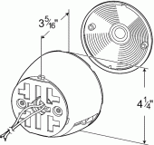 Grote product drawing - 4" round universal mount stop tail turn light with license window thumbnail