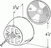 Grote product drawing - 4" round universal mount stop tail turn light with license window vignette