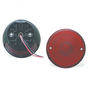 4" round universal mount stop tail turn light with license window red
