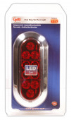 Oval LED Stop/Tail/Turn Light, Chrome Trim Ring in package thumbnail