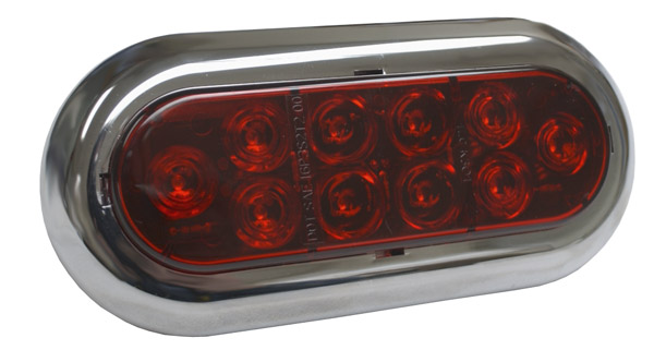 Oval LED Stop Tail Turn Light with Chrome Trim Ring