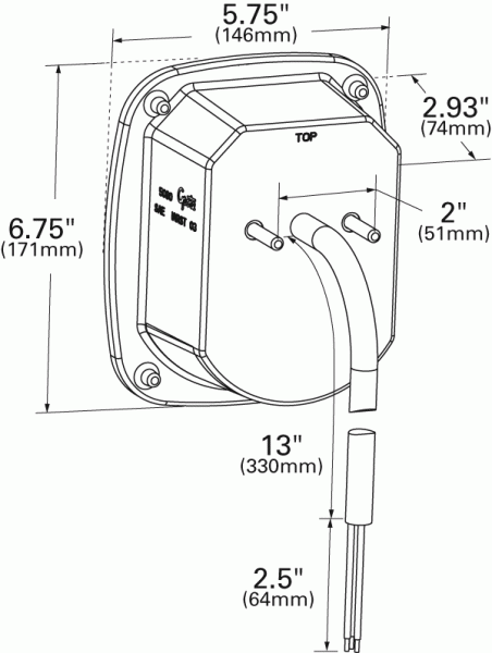 Grote product drawing - torsion mount two stud dodge stop tail turn light