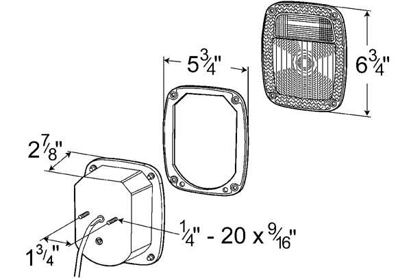 Grote product drawing - two stud ford stop tail turn light