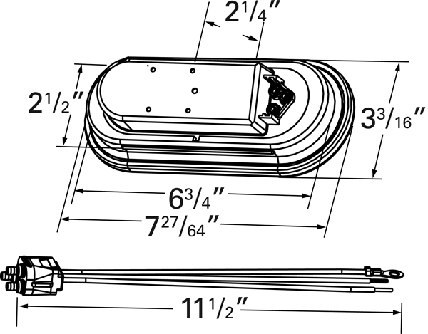 Grote product drawing - Economy Oval Stop Tail Turn Light kit