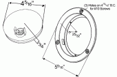 Grote product drawing - 4" LED Stop Tail Turn Light with Theft-Resistant Flange vignette