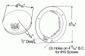 Grote product drawing - 4" 10-Diode Pattern LED Stop/Tail/Turn Light with Theft-Resistant Flange thumbnail